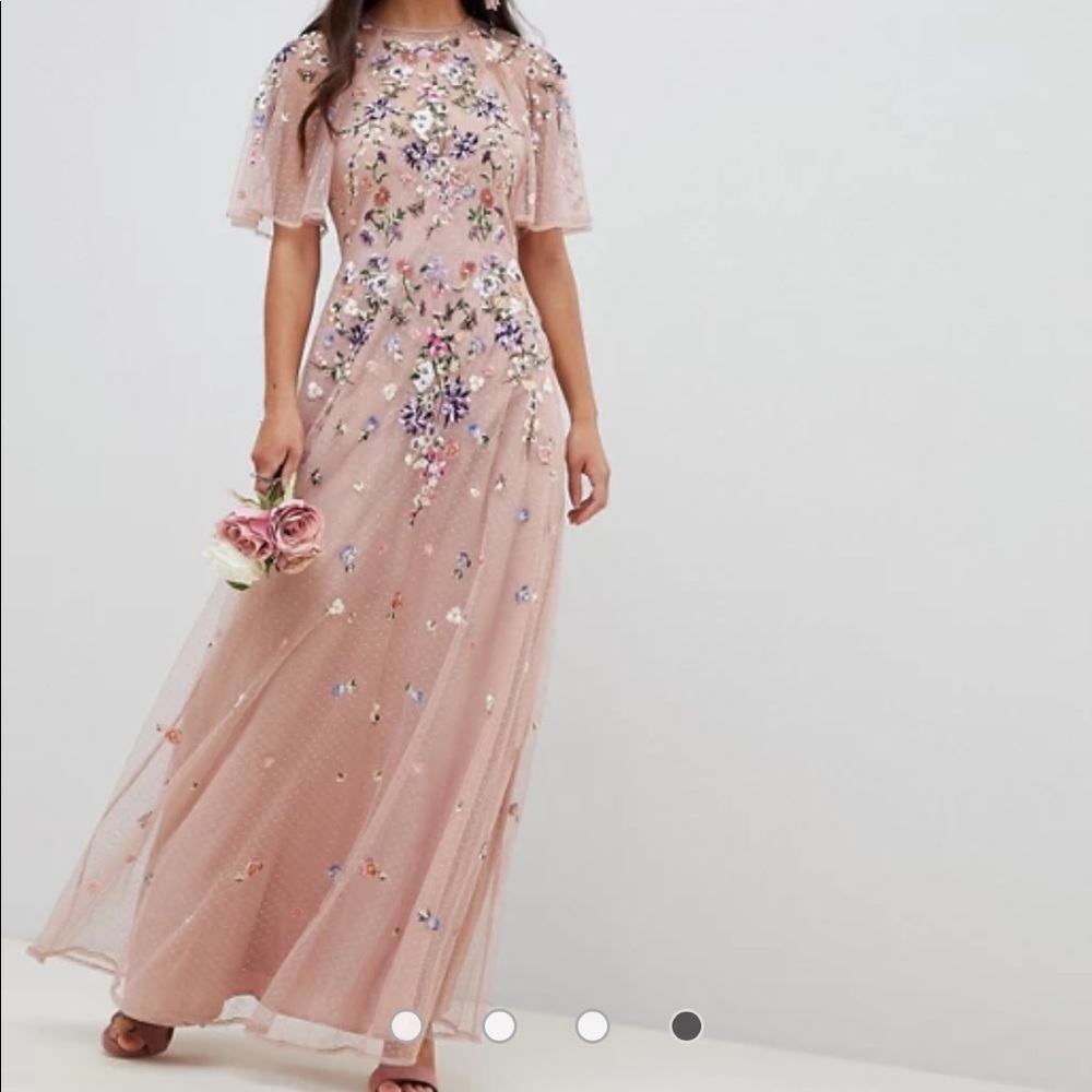 ASOS Petite floral embroidered flutter sleeve maxi